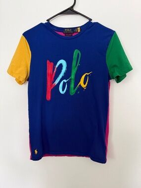 Vintage Polo Ralph Lauren Brushstroke Graphic Tee Navy S